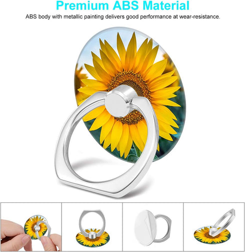Bonoma Cell Phone Ring Holder Stand, 3 Pack Sunflowers 360 Rotation Universal Smartphone Ring Grip Stand Compatible with Smartphones and Tablets...