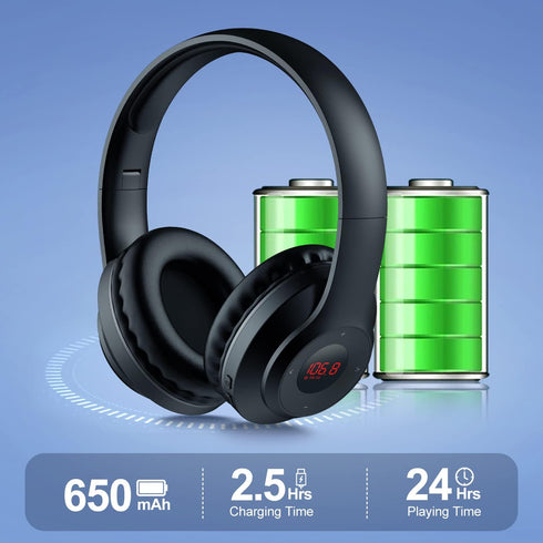 X5 Wireless FM Radio Headphones with Bluetooth, Built in Microphone, Rechargeable and Portable Radio Headset, Over Ear Headphone with Soft Ear Muf...