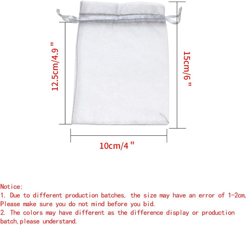 100Pcs Organza Bags with Drawstring 4x6 Inches, Small Mesh Jewelry Candy Pouches Wedding Party Christmas Favor Gift Bags (Gray)...