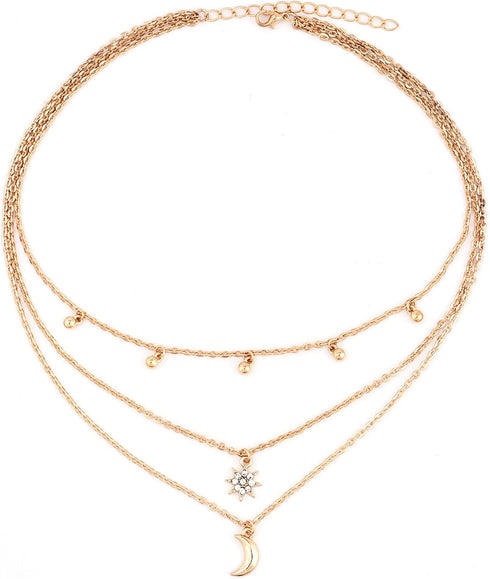 Women Simple Choker Moon Star Choker Necklace Pendant Necklace Trendy Necklace for Women (GOLD)...