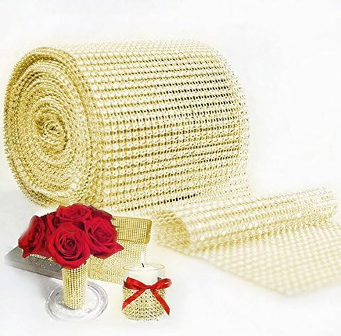 Super Z Outlet Sparkling Rhinestone Mesh Ribbon for Event Decorations, Wedding Cake, Birthdays, Baby Shower, Arts & Crafts, 4.75" x 10 Yards, 24 R...