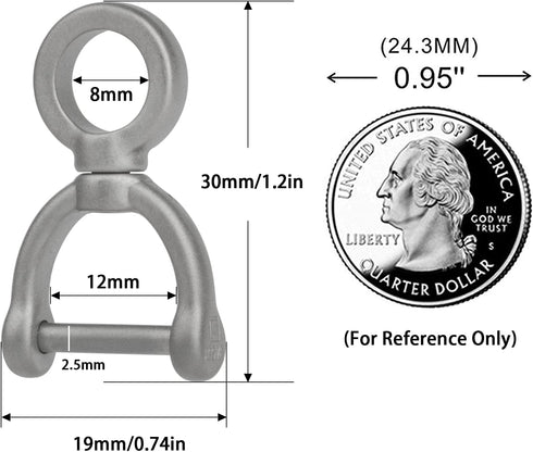 TISUR Titanium Swivel D-Rings with Screw Shackle Horseshoe U Shape Key Ring DIY with Rotated Link Leather Craft Purse 1 pcs...