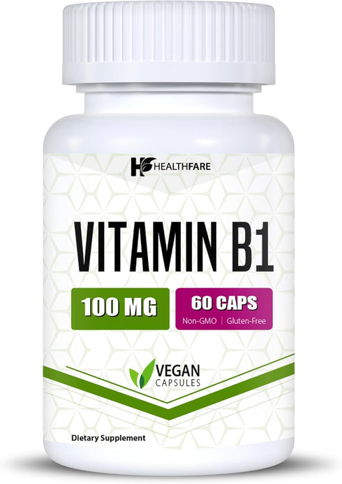 Vitamin B1 100mg | 60 Capsules | Thiamine Supplement | Supports Overall Health | Non-GMO | Gluten Free (60 Capsules)...