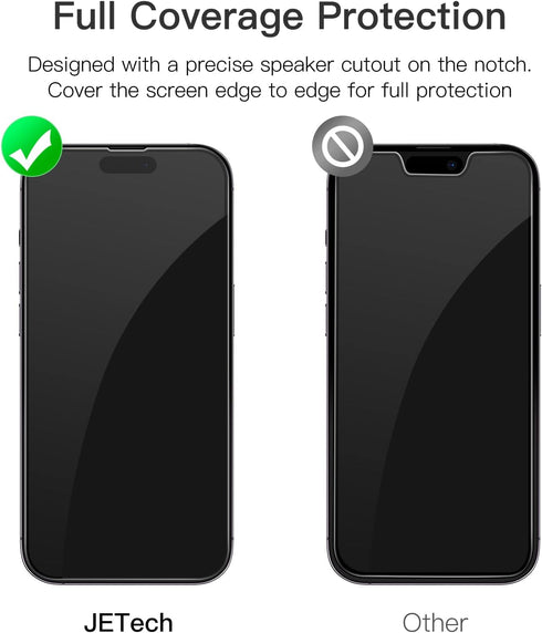 JETech Full Coverage Screen Protector for iPhone 14 Pro Max 6.7-Inch, Black Edge Tempered Glass Film with Easy Installation Tool, Case-Friendly, H...