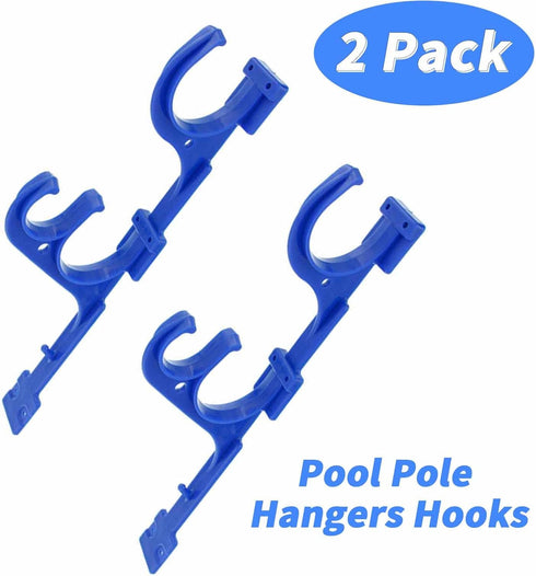2 Pack Plastic Pool Pole Hangers Hooks, Pool Holder Hooks for Telescopic Poles, Skimmers, Leaf Rakes, Nets, Brushes, Vacuum Hose, Garden Tools and...