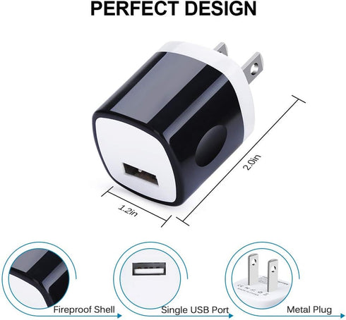 Wall Adapter 10 Pack,UorMe 1A 5V Single Port Charger Power USB Plug Charging Cube Block Box Compatible iPhone 14 13 12 SE 11, Galaxy S23 Ultra S22...