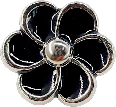 Enamel Black Plum Flower Shank Sewing Buttons 20 Pcs - 11.5mm, 15/32"...