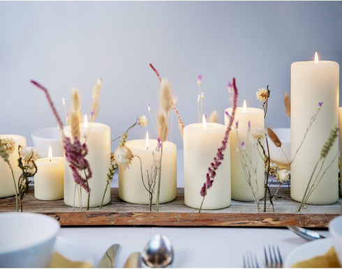 BOLSIUS 6 Ivory Pillar Candles Bulk - 3x3 Inches Candle Set - 25+ Hours Clean Burning - No Palm Oil - 0% Animal Fat - Premium European Quality - U...