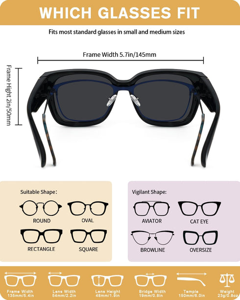 Meeloog Polarized Fit Over Glasses Sunglasses for Women UV Protection, Trendy Square Wrap Around Shades for Driving Riding...