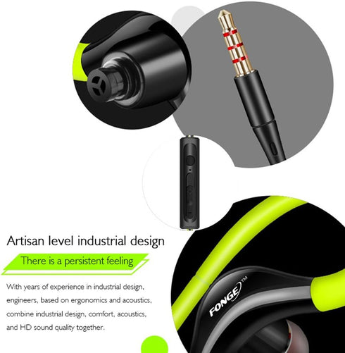 Docooler Wired in-Ear Waterproof Earphones Ear Hook Earbuds Stereo Super Bass Headphones Sport Headset with Mic Green...