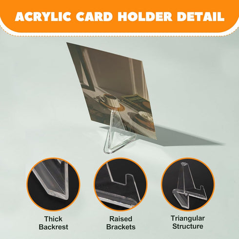24 Pack Card Display Stand, Acrylic Coin Stand Display, Clear Small Easel Stand Mini Card Holder for Sport Cards, Baseball Card, Challenge Coin, C...