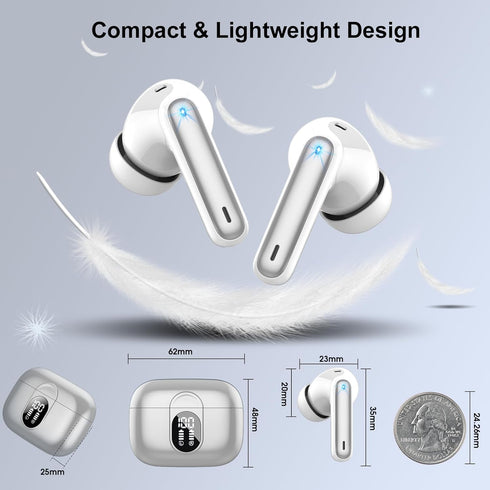 Wireless Earbuds, Bluetooth Headphones HiFi Stereo, 40H Playtime in-Ear Earbud, 2024 Bluetooth 5.3 Earbuds with LED Power Display, IP7 Waterproof ...