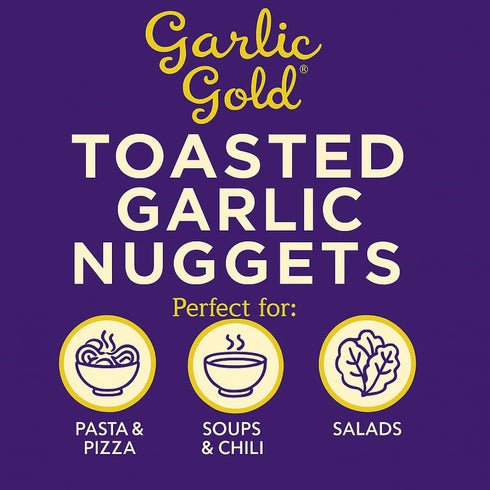 Garlic Gold Toasted Nuggets, Crunchy Roasted Garlic Seasoning, USDA Certified Organic Salad Topper, Keto Paleo Friendly (2.1 Ounces, 3 Pack)...
