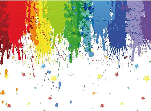 7x5ft White Paint Splatter Background Abstract Art Paint Birthday Party Colorful Graffiti Wall Let's Paint Party Photography Photo Studio Supplies...