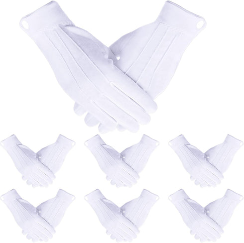 SATINIOR 10 Pairs White Cotton Marching Gloves Formal Tuxedo Guard Parade Gloves...