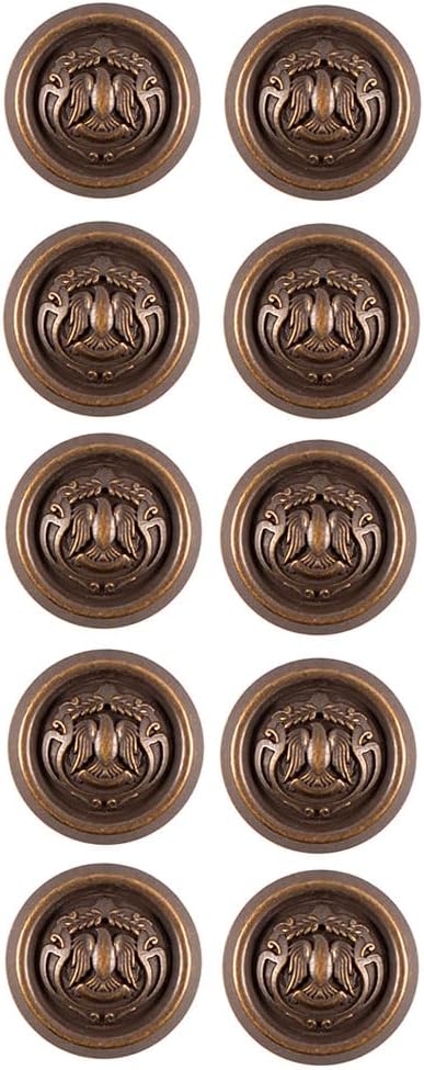 Mibo 10pcs Military Look Shank Button - Heraldic Shield with Eagle and Laurel Leaves - 28L(18mm) - Antique Brass...