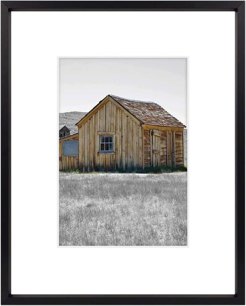 Golden State Art, 8x10 Black Picture Frame Display Photo 5x7 with Mat or 8 x 10 Without Mat for Wall Mounting, Classic Satin Aluminum Frames with ...