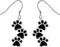 S925 Sterling Silver Jewelry Black Puppy Dog Cat Pet Paw Print Dangle Drop Earrings...