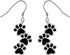 S925 Sterling Silver Jewelry Black Puppy Dog Cat Pet Paw Print Dangle Drop Earrings...