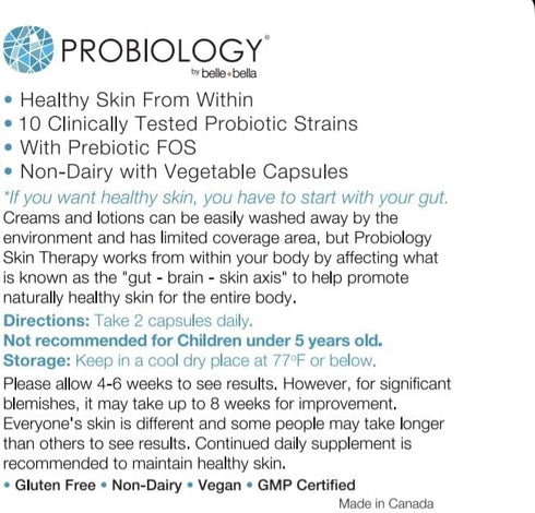 Belle and Bella Probiotic Skin Therapy for Clear Skin | Dual Action Prebiotic + Probiotic | Beauty from Within | 30 Billion CFU | 10 Scientificall...
