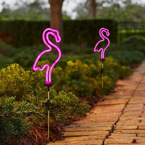 Flamingo Solar Garden Stake Light, 1 Pack Outdoor Solar Pathway Light for Lawn Patio Yard Walkway, Neon Pink Lighting (29.5" Height)...