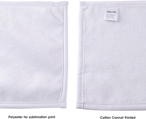 PYD Life 12 Pack Sublimation Blanks White Towel 8 Inch Bathroom Face Hand Towel Kitchen Tea Dish Drying Cotton High Absorbent Polyester Towel for ...