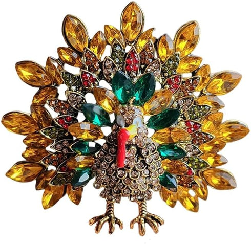 Cute Turkey Rhinestone Thanksgiving Brooch Lapel Pins for Women Girls Fashion Crystal Unique Animal Brooches Pin Ceremony Clothes Accessories Cute...