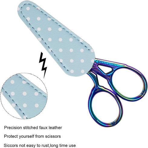 Weabetfu 3.6-inch Small Sewing Scissors with Leather Scissors Cover,Stainless Steel Craft Scissors DIY Tools,Dressmaker Shears Scissors for Embroi...