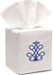 Jacaranda Living Square Tissue Box Cover, Linen/Cotton Fabric Tissue Holder, Decorative Cloth Tissue Cube Cover, Scrolls Design French Scroll (Chi...