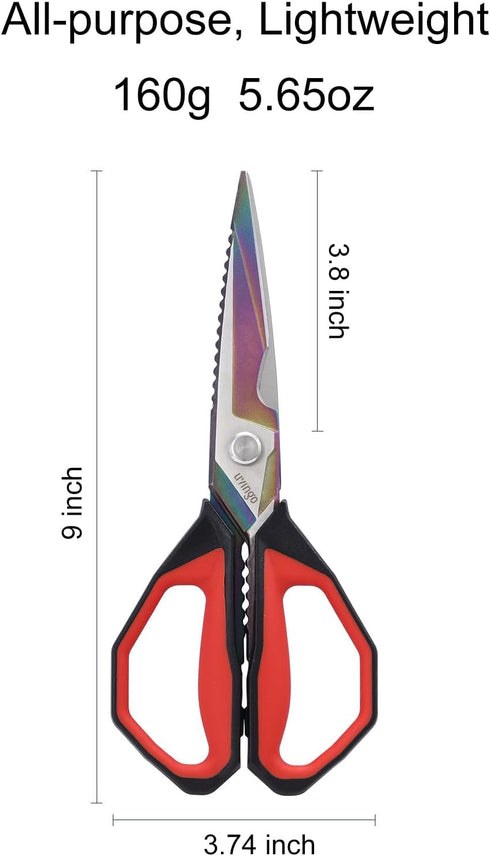 LIVINGO Sharp Kitchen Scissors for Food - Titanium Coated Forged Stainless Steel Heavy Duty Shears All Purpose for Cooking Utility Cutting Poultry...