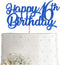Blue Happy 16th Birthday Cake Topper, Royal Blue Glitter Cheers To 16 Years Party Cake Decorations, Supply...