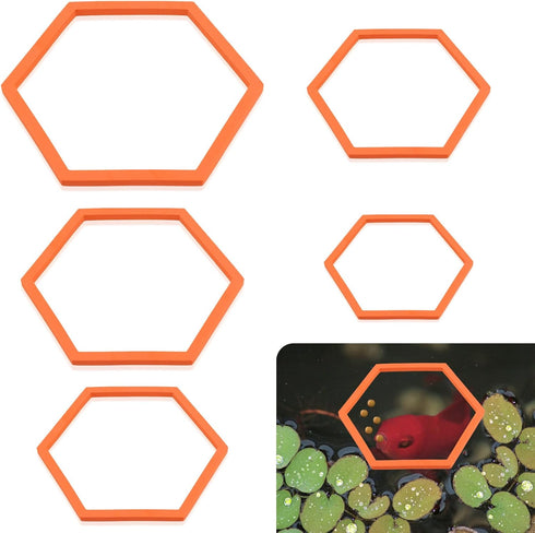 5pcs Aquarium Floating Plant Rings, Foam Floating Plant Corral Holder Hexagon Fish Feeding Rings Feeding Ring Barrier for Fish Tank Feeder Plant F...