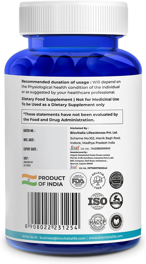 Biovitalia Organic Multivitamin Capsules for Men Promote Body Immunity & Support Healthy Heart Function For Daily Active Energy -Enriched with Ess...