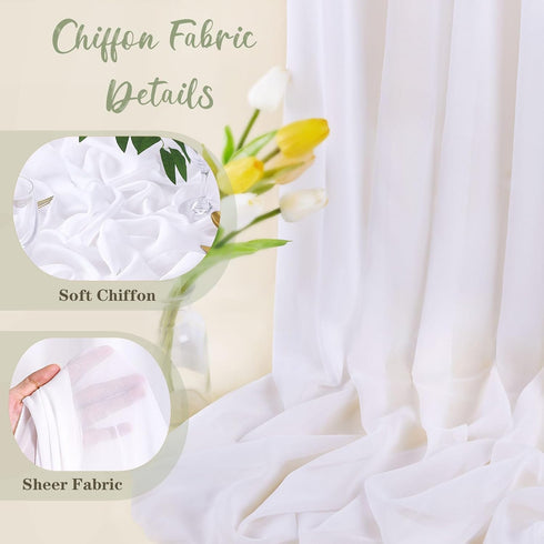 Chiffon Fabric by The Yard,White 58 Inches Wide 3 Yards Sheer Fabric Continuous Solid Color Draping Fabric for Party Clothes DIY Crafts...