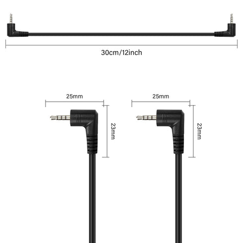 PNGKNYOCN 2.5mm Audio Aux Cable?90 Degree 2.5mm TRRS Male to 2.5mm TRRS Male Double Angled Stereo Headset Headphone Jack Connector Cable?0.3M?...