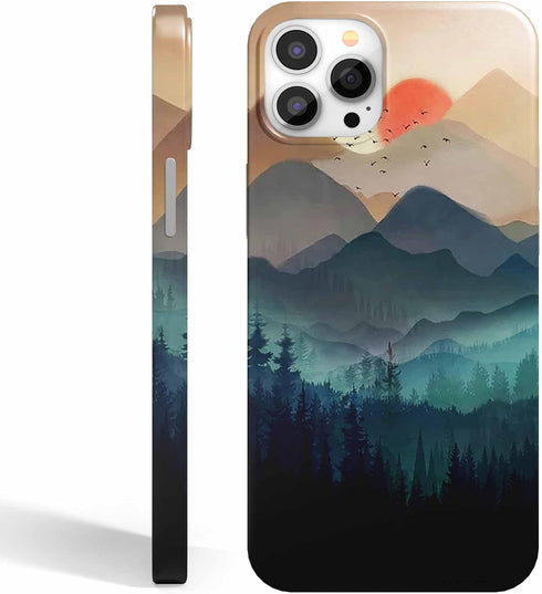Wilderness Landscape for iPhone 14 Pro Case,Nature Mountain Sunset Scenery Case for Men Women,Full Cover Smooth Tough PC Case for iPhone 14 Pro...
