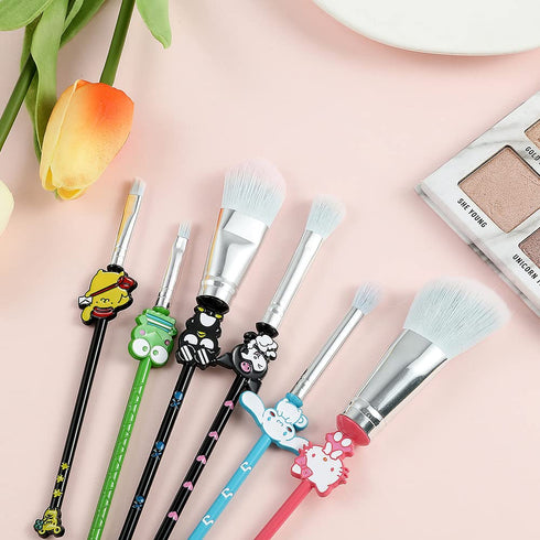 Marie Cartoon Cat Makeup Brushes - 5pcs Cute Animal Designed Soft Pink Makeup Brushes Set, Professional Cosmetic Tool Kit Pink Drawstring Bag Incl...