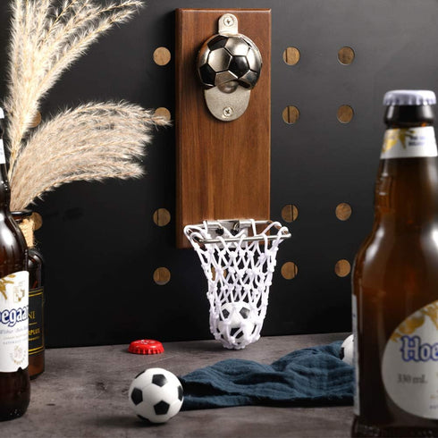 Soccer Bottle Opener with Cap Collector Catcher,Magnetic Refrigerator Paste Bottle Opener?Ideal Gift for Soccer Fans and Beer Lovers, Use as Bar D...