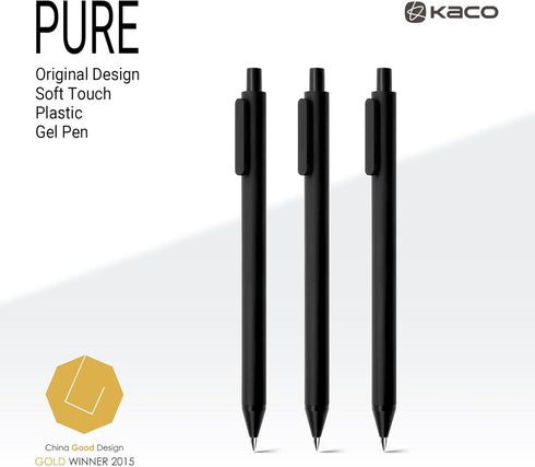Kaco PURE Gel Pens Black Ink 0.7mm Medium Point, 10 Pieces Set, Original Design, Quick Drying Aesthetic Note Taking Pens Shcool Office Supplies Cu...