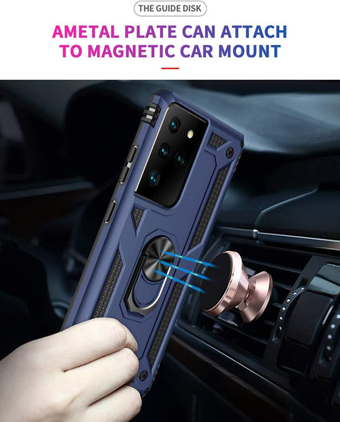 Military Grade Drop Impact for Samsung Galaxy S21 Ultra Case Galaxy S21 Ultra 5G Case 6.8 inch Metal Rotating Ring Kickstand Holder Armor Heavy Du...