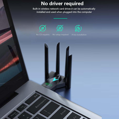 AC1300 USB WiFi adapter, suitable for PC desktop 2.4G/5G dual band 1300M wireless network adapter, WiFi dongle, supporting Windows 11/10/8.1/8/7/X...