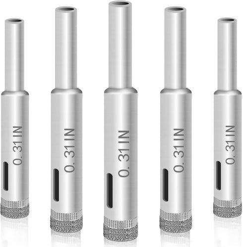 Glass Drill Bit Set, 5 pcs Diamond Drill Bits Hole Saw Bottle Extractor Remover Tool for Glass Marble Granite Fiberglass Ceramic Tile 5?16in 0.31I...