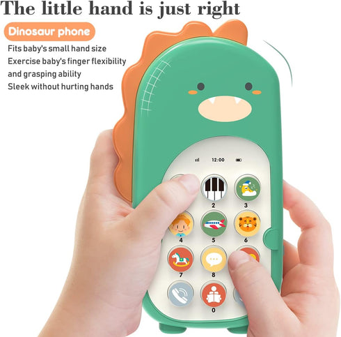 Baby Cell Phone Toy with Early Education & Music, Learning Educational dinosaur fake phone fun for kids, Sensory Toys for Toddlers Kids Boys and G...