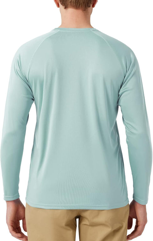 Men's UPF 50+ Rash Guard Swim Shirt Long Sleeve Moisture Wicking Quick Dry Lightweight Wrinkle-resistant Fishing Running, Light Green, Small...