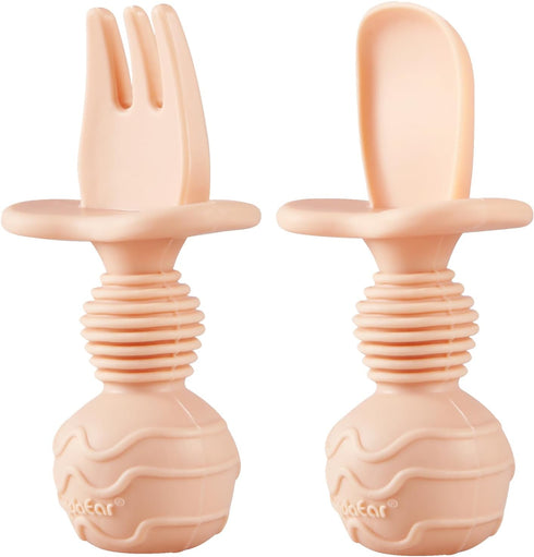 PandaEar 2 Pack Silicone Divided Suction Plates with 2 Spoons 2 Forks for Babies & Toddlers | Baby Led Weaning Supplies Self Feeding Eating Utensi...