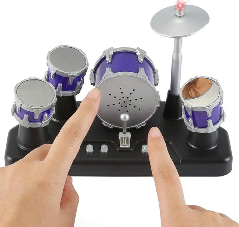 PowerTRC Finger Drum Set, Mini Electric Small Desktop Fun Novelty Accessories Instrument Game Party Favor with Lights & Sounds for Kids Adults...