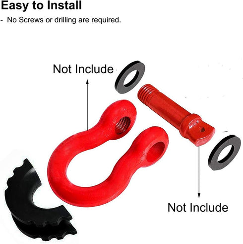 MuHize Black D-Ring Isolator Kit for 3/4" Shackles - 2 Heavy Duty Covers & 4 Washers Insulators, Anti-Rattle Design for Off-Road, Jeep, Truck Acce...