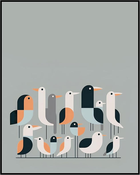 Posterizer 1 pcs-Nordic Bird-Cute Funny Scandinavian Birds-Art for Animal Lovers-Abstract & Modern Art- Gift for Men Women Teens-Decor for Home & ...