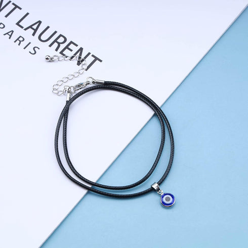 Bohemia Evil Eye Choker Necklace Black Leather Rope Necklace Vintage Turkish Eye Pendant Necklace Round Eyeballs Necklaces Chain Jewelry for Women...