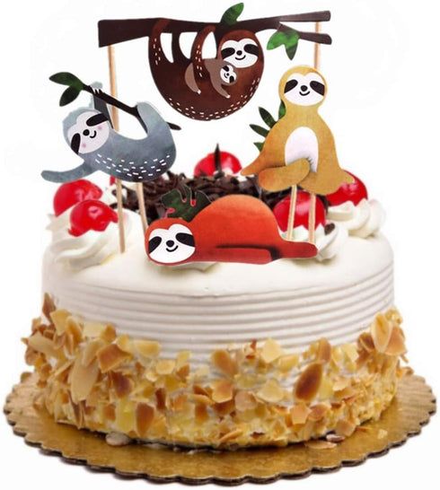Toyvian Sloth Cake Topper Set Creative Cute Decor Cake Insert Card for Birthday Party Festival - 4pcs...